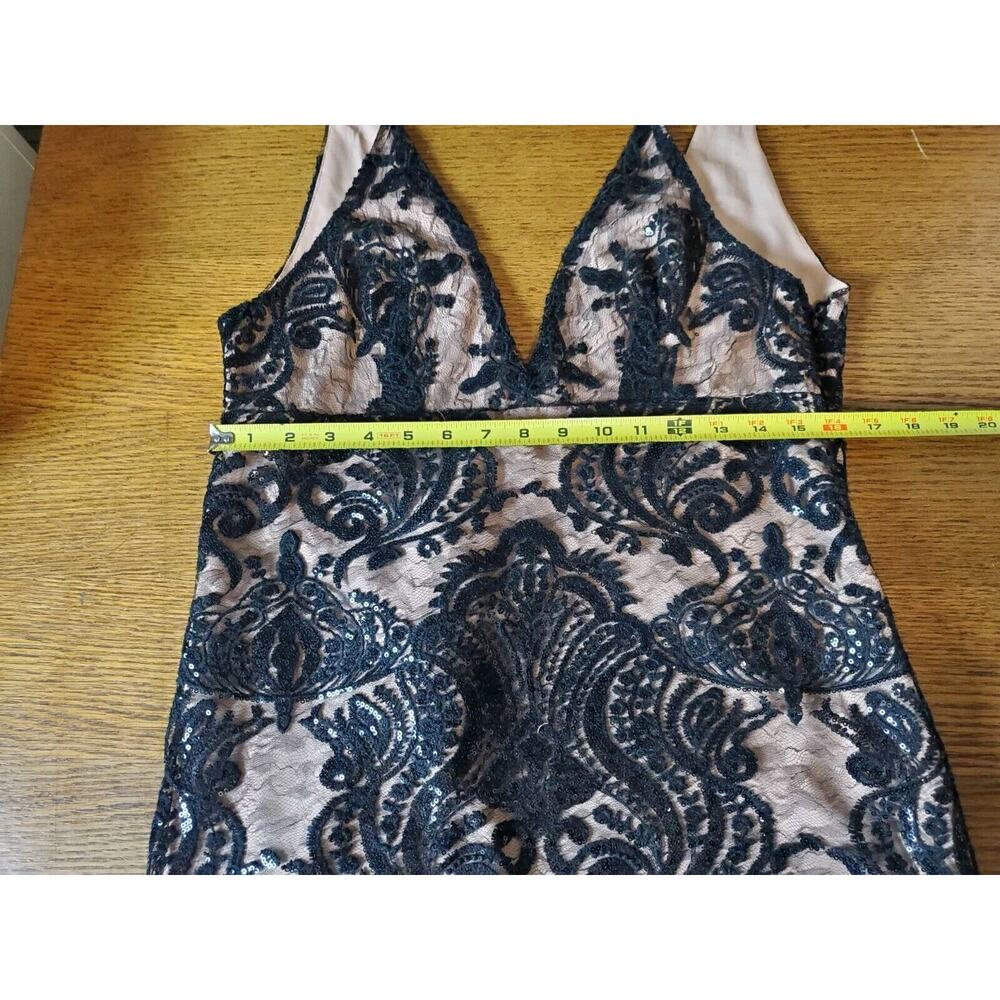 Free People 10 Women Black Sequined Lace Party Formal Night Shimmers Mini Dress - Picture 13 of 16